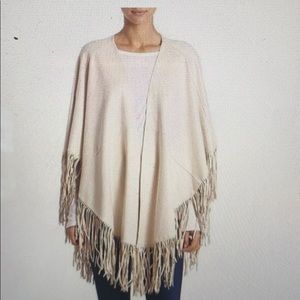 Alberto Makali Cream ultra suede fringe poncho